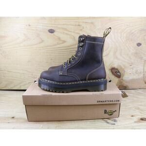 New Dr Doc Martens Boots Mens 12 Brown Leather Jadon Arc Horse Crazy Combat